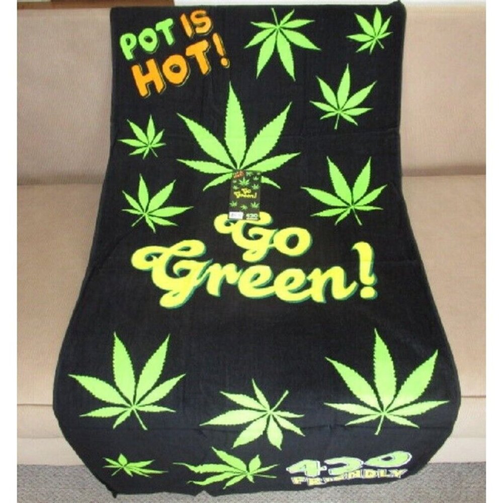 New Go Green Beach Bath Pool Towel GIFT Marijuana Pot Leaf Weed 420 Friendly NWT